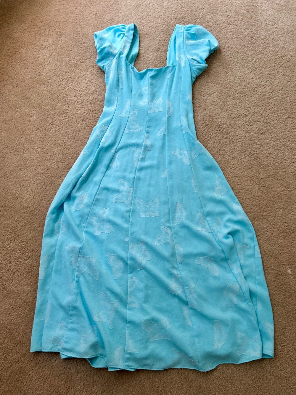 Show Me Your Mumu Mia Midi Dress in Blue Clip Butterfly Sz Medium